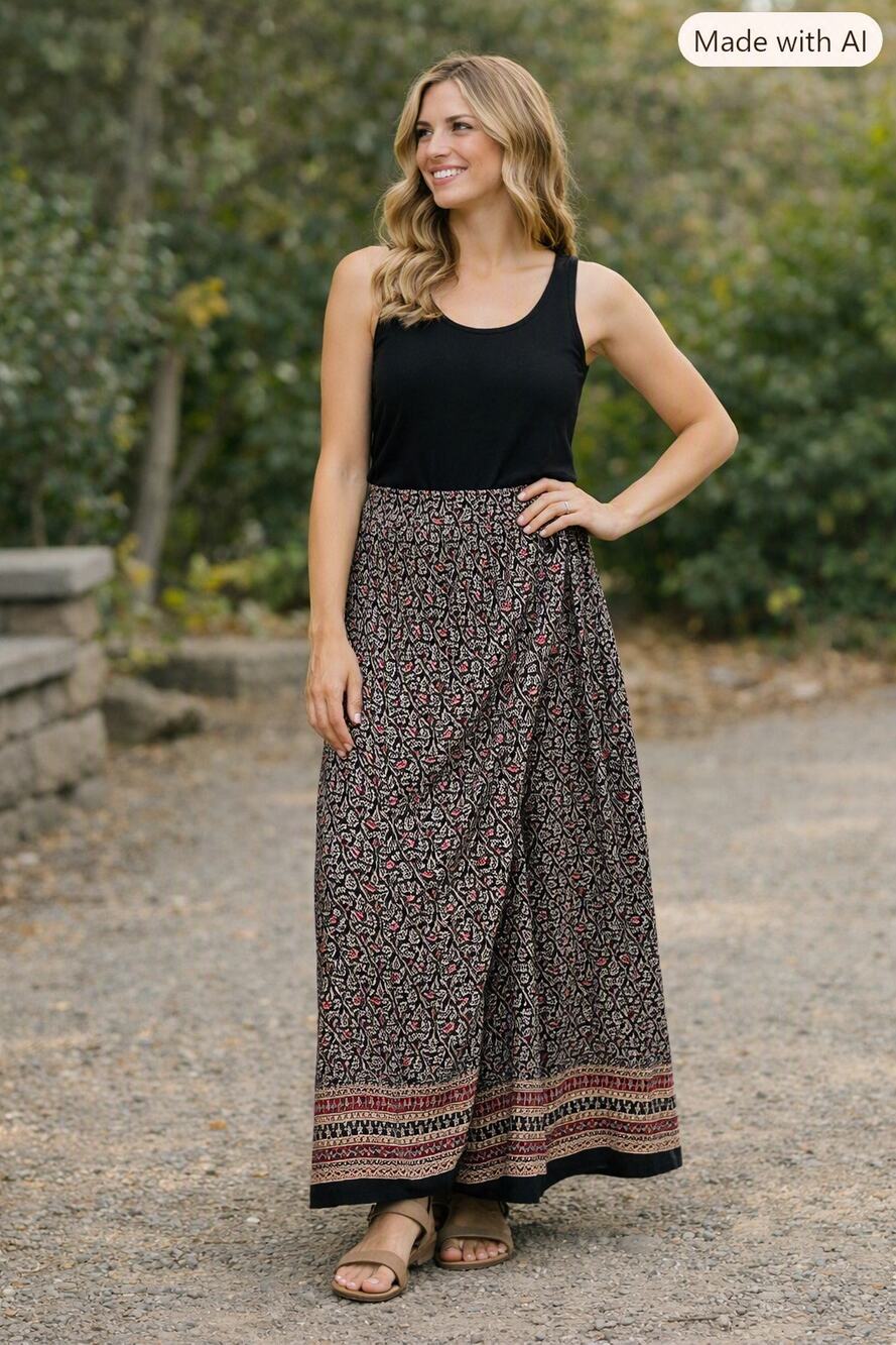 Chico’s Design Full Wrap Maxi Skirt with Button Closure – Size 0